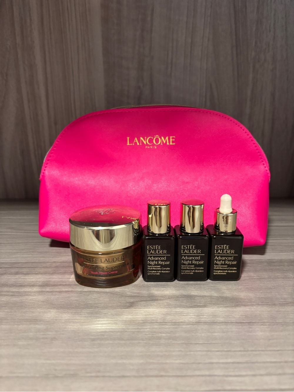 Estée Lauder 30ml Cream + 3x15ml Advanced Night Repair Serums + Lancôme Bag NWT